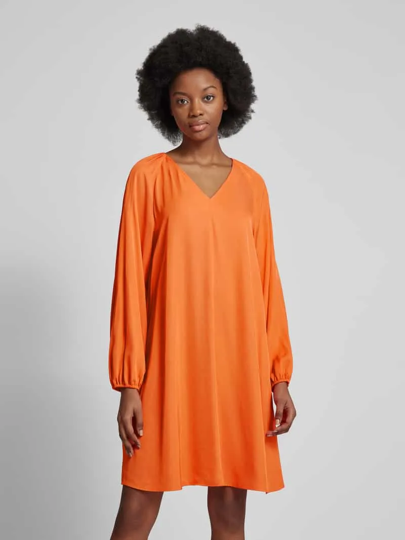 Marc O'Polo Knielange jurk van viscose met V-hals Oranje