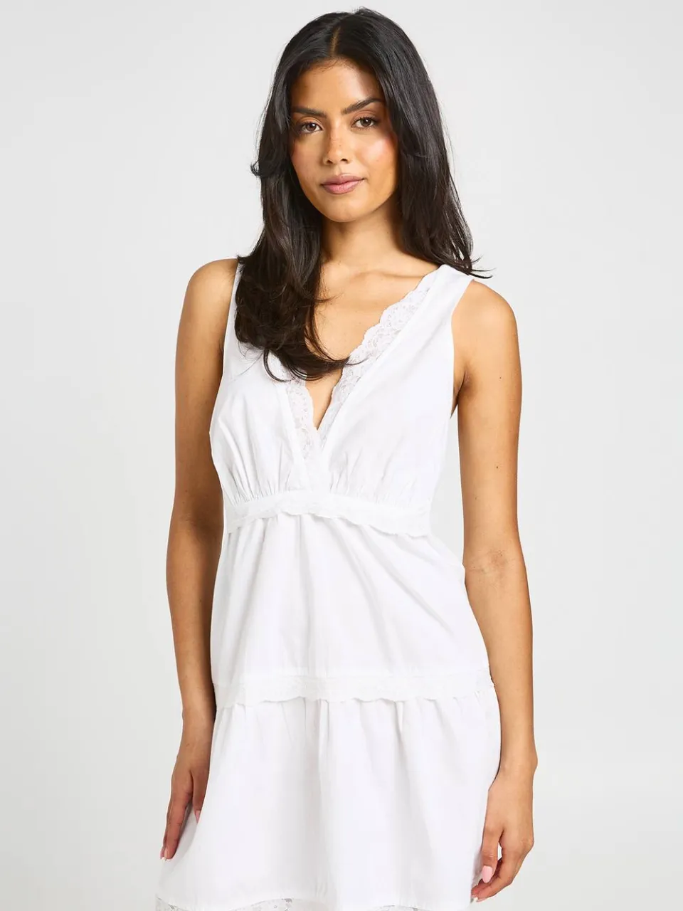 boohoo Dames Swingjurk Met Kantafwerking ivoor, foto 3