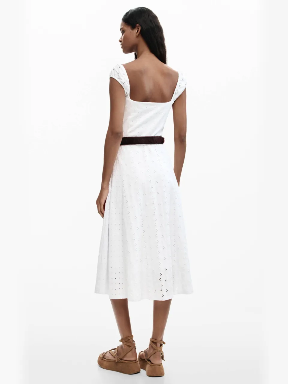 Desigual A-lijn jurk broderie wit, foto 3