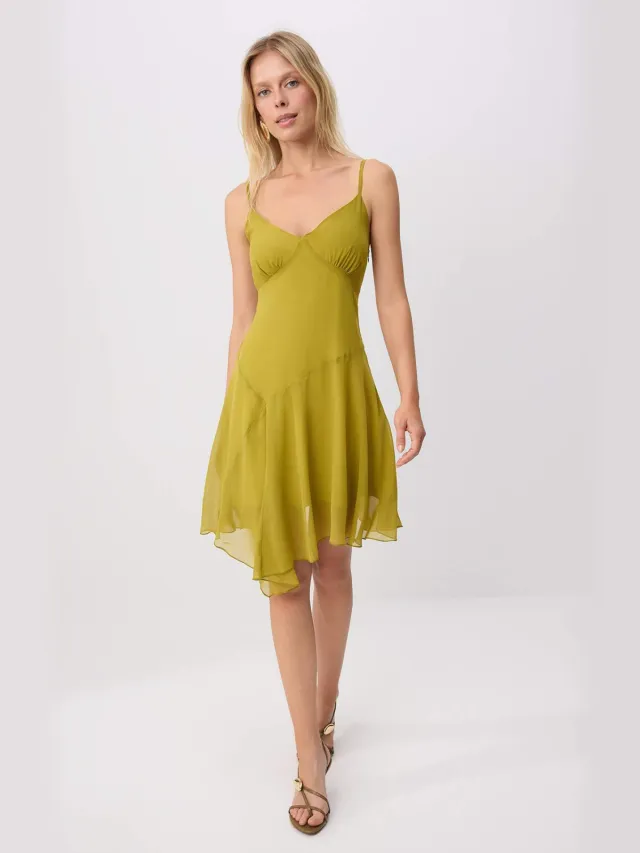 Trendyol TRENDYOLMİLLA Dames Groen Effen Kort / Mini Mouwloos Recht Jurken