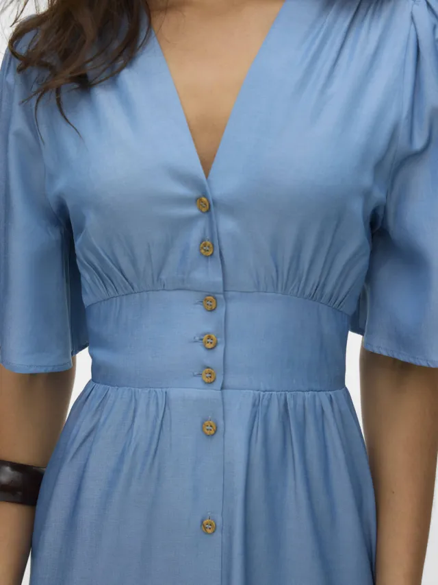 Vero Moda A-lijn jurk light blue denim, foto 7