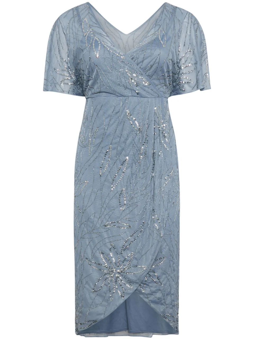 Luxe: Ultimate Embellishment Luxe Midiwikkeljurk Met Pailletten En Kralenversiering In Lichtblauwsize 54-56 blauw, foto 3