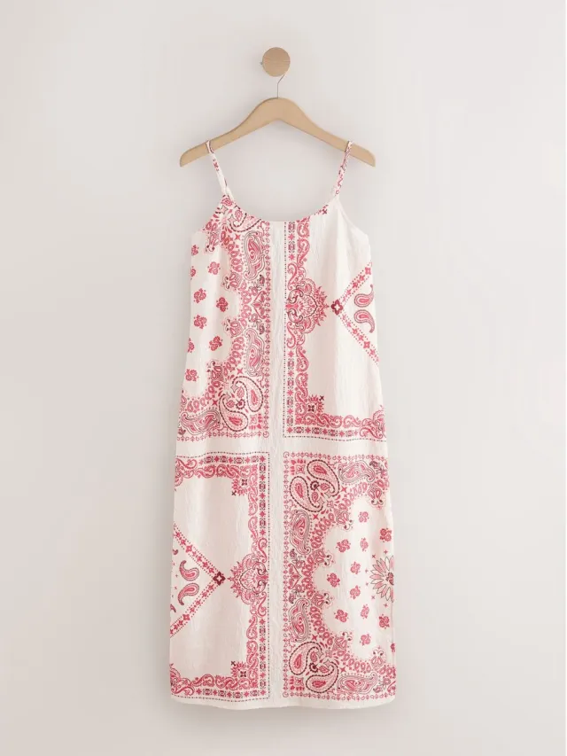Next Dames - Halflang nachthemd zomerjurk - Tall - Crème Cream/Pink Paisley