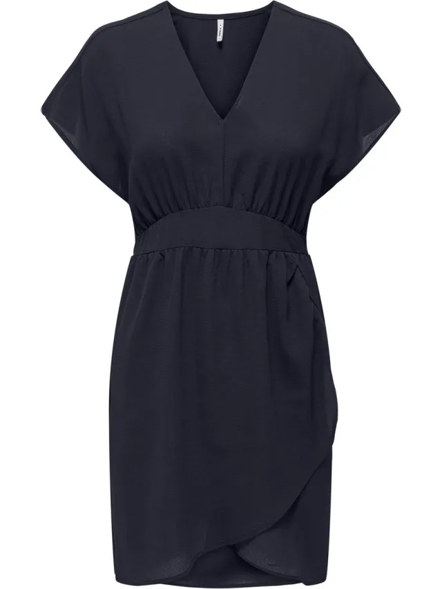 Only ONLNOVA LIFE VIS S/S TRACY DRESS SOLID Dames Jurk night sky