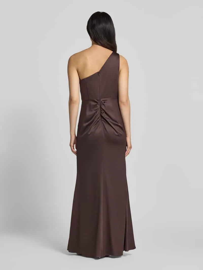 Adrianna Papell Avondjurk met one-shoulder band Donkerbruin