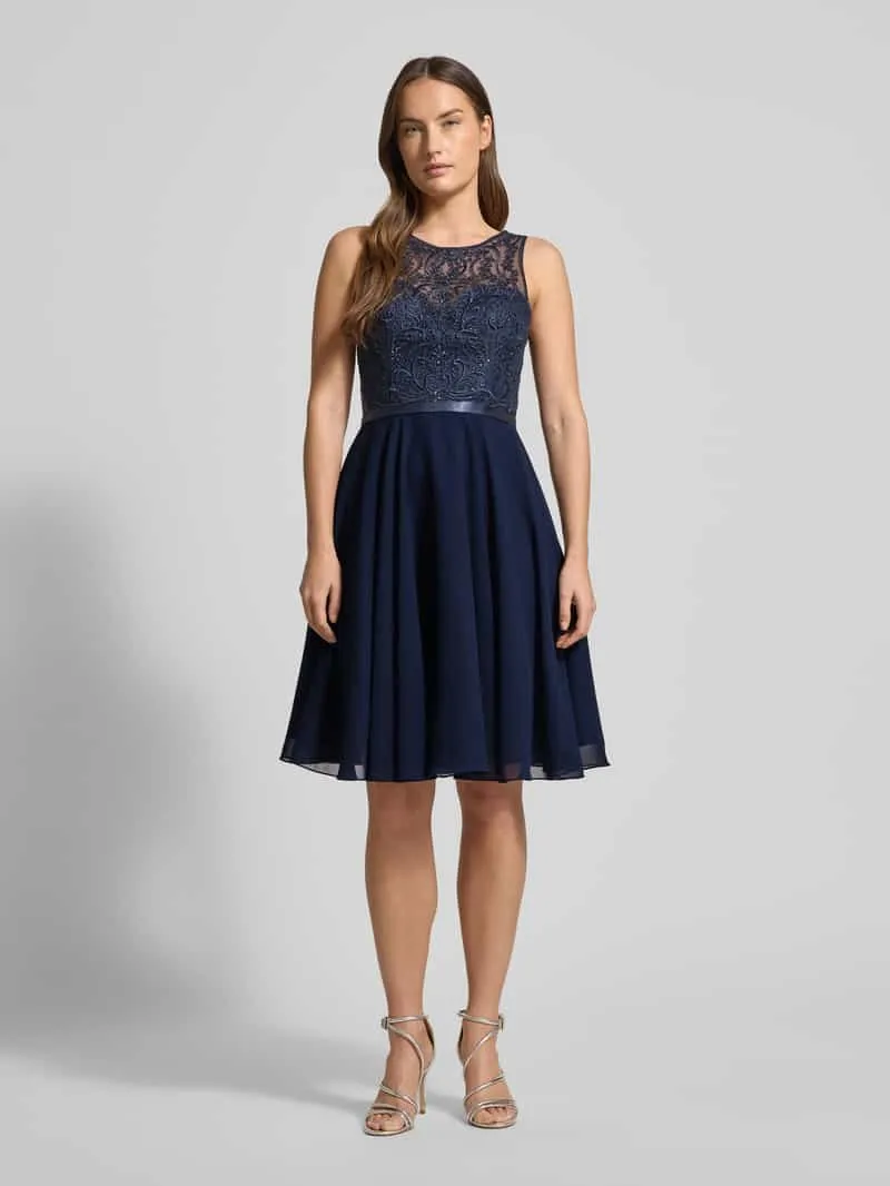 LUXUAR FASHION Cocktailjurk met strass-steentjes Donkerblauw