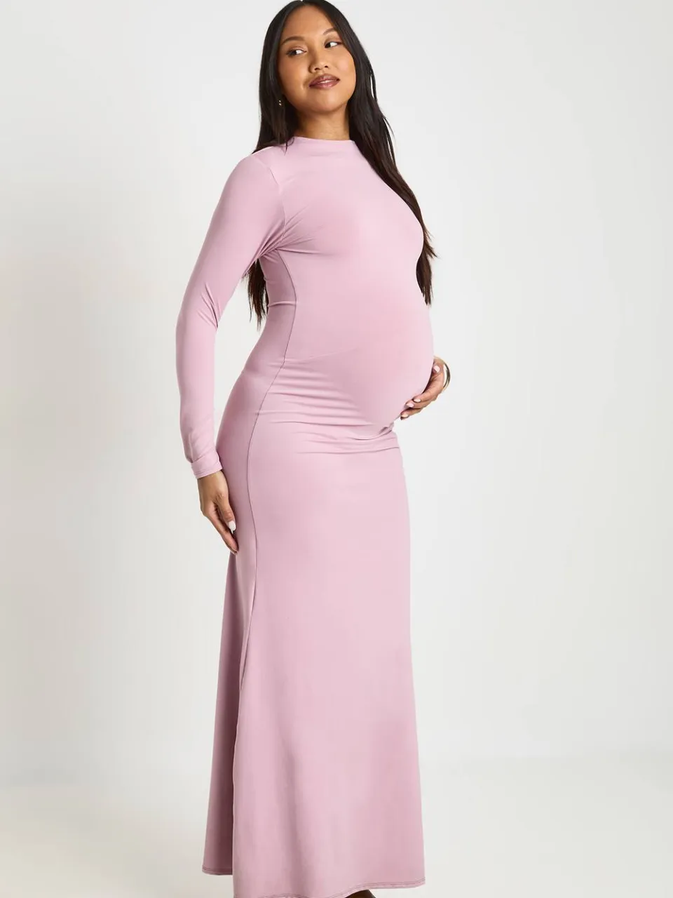 boohoo Dames Zwangerschaps Maxi Jurk Met Gerimpeld Detail Aan De Zijkant mauve, foto 3