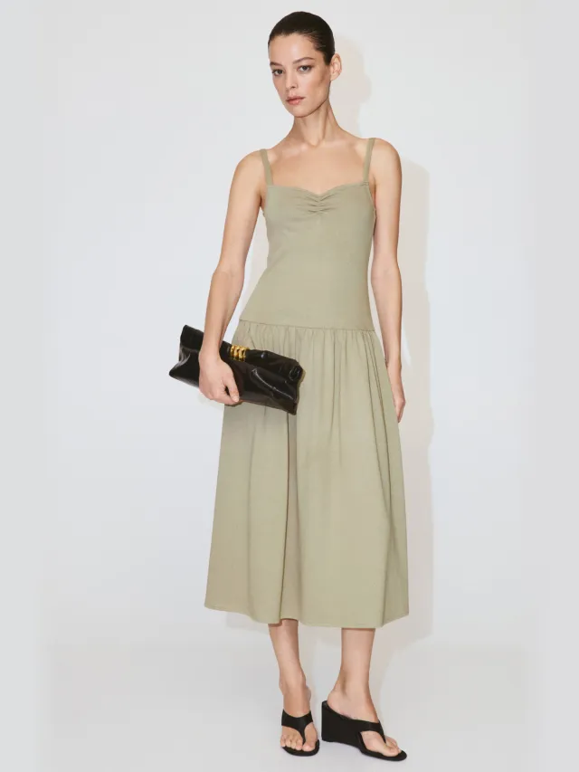 Mango midi jurk - kaki