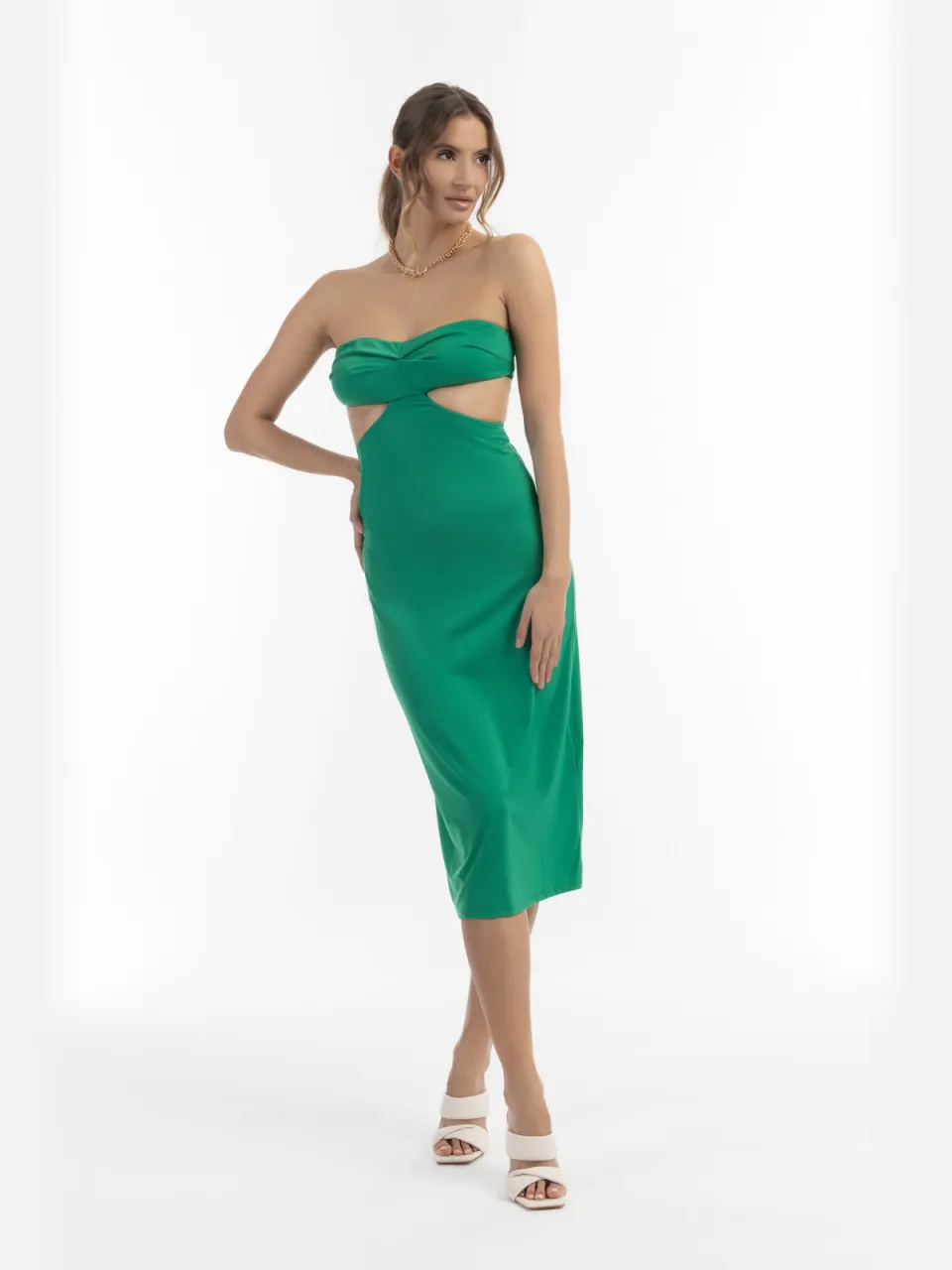 midi-jurk faina met uitsnijdingen groen, foto 2