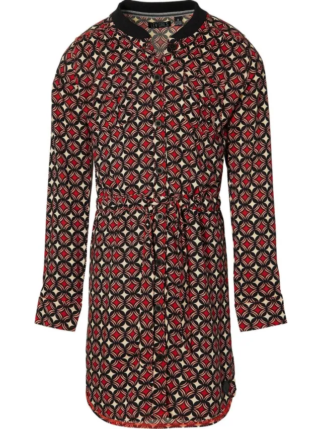 Levv jurk Kaira donker rood retro print