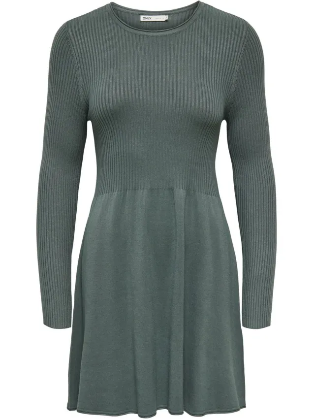 Only ONLALMA L/S O-NECK DRESS KNT NOOS - Dames - Mini jurken Balsam Green