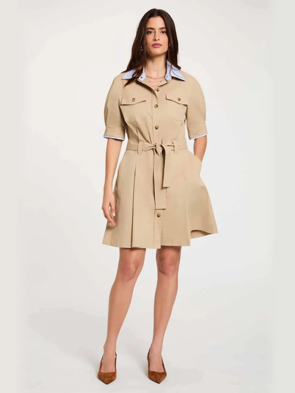 Morgan blousejurk met ceintuur - beige