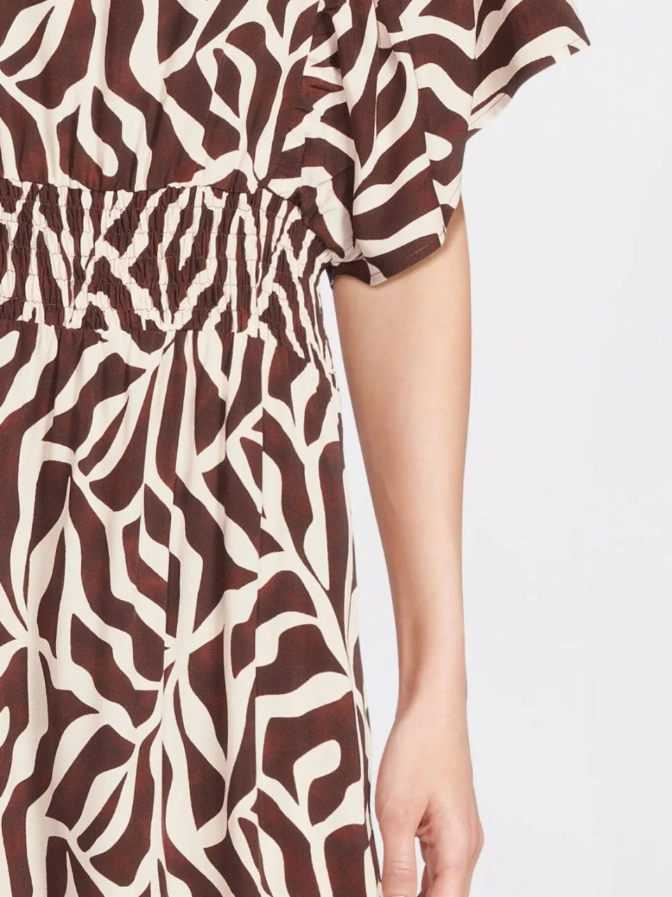 Geisha maxi jurk met print - donkerbruin, foto 3
