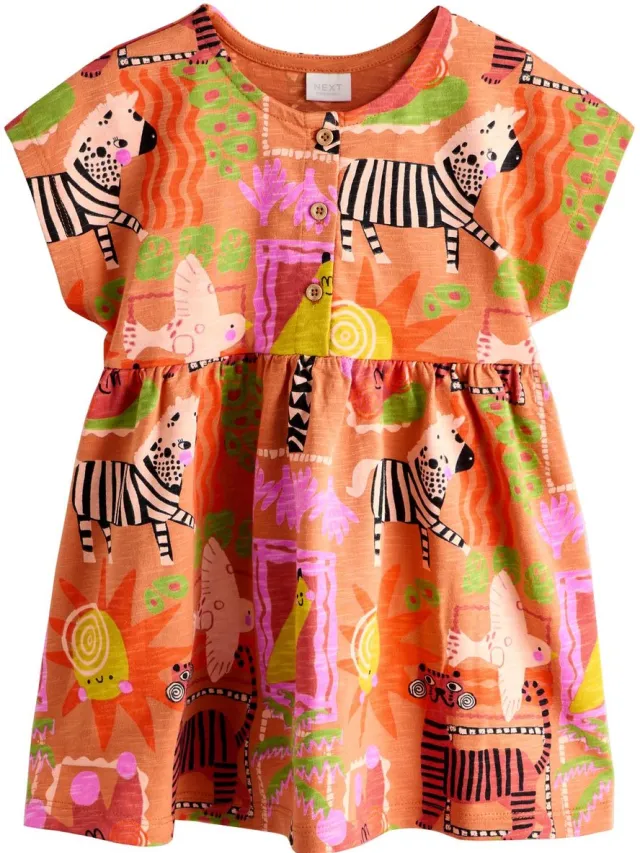 Next Meisjes - Jerseyjurk - Oranje Orange Zebra