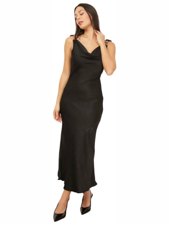 La Modeuse Lange Jurk La Modeuse 77548_P183817 Zwart