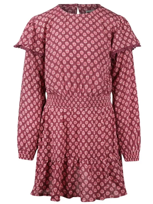 No Way Monday Meisjes Jurk - Burgundy