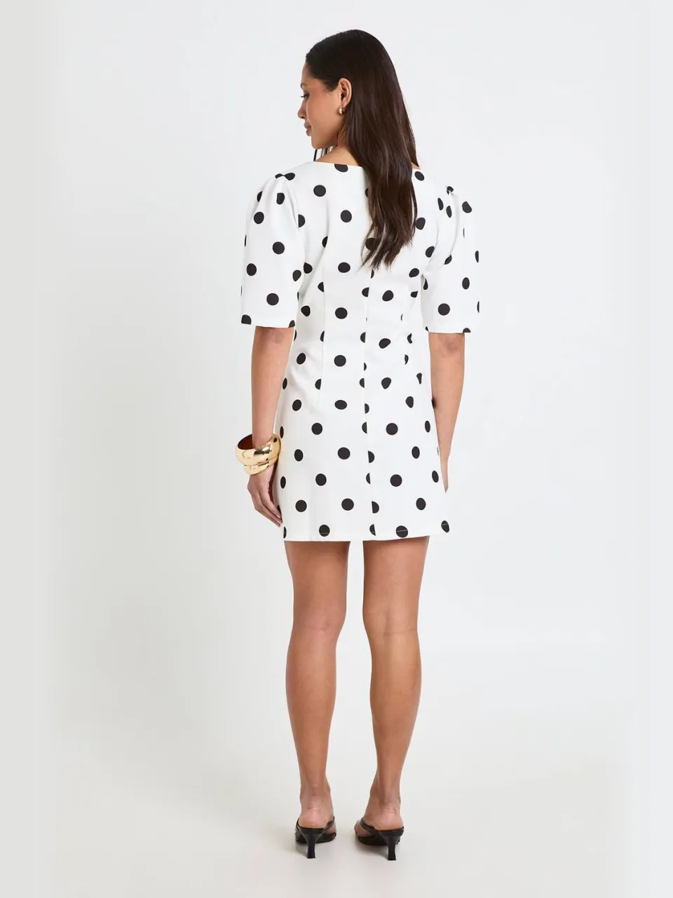 boohoo Dames Gestructureerde Mini-jurk Met Polkadots En Naaddetails ivoor, foto 2