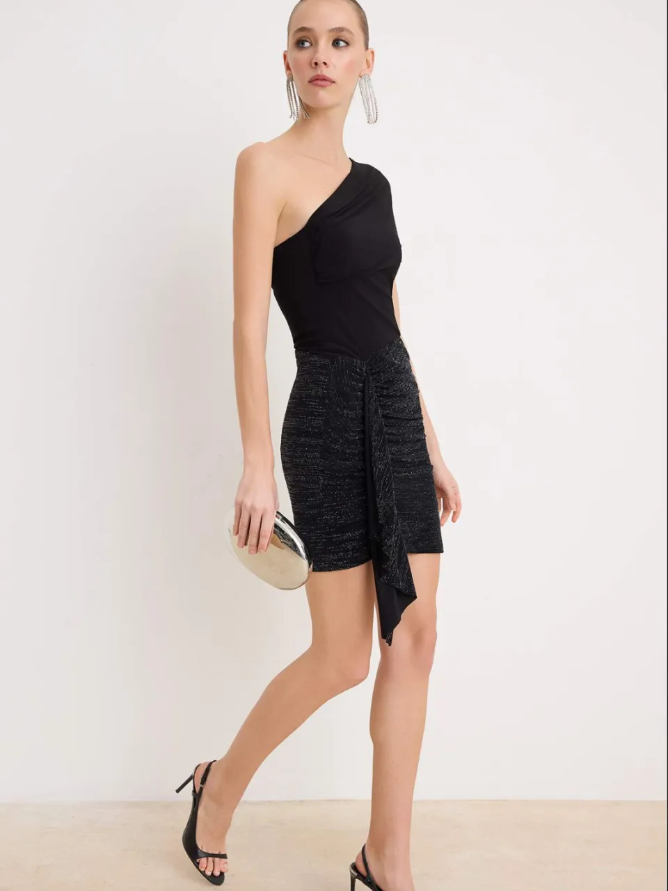 Trendyol TRENDYOLMİLLA Dames Zwart Effen Kort / Mini Mouwloos Stijlvol/Avond Bodycon Jurken