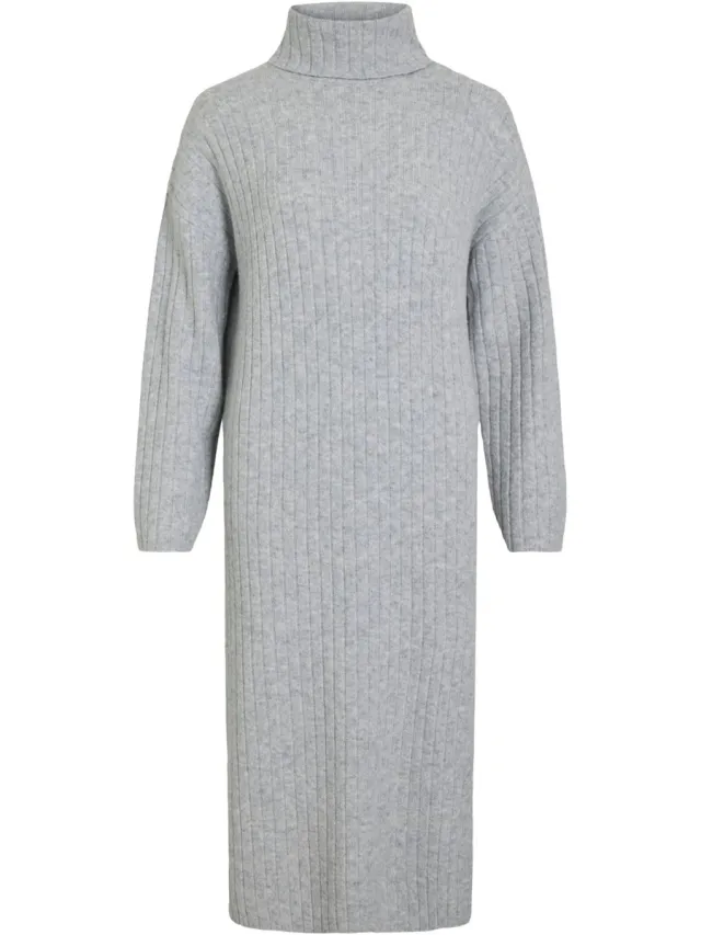 Vila VILASSIA ROLLNECK L/S KNIT DRESS - Dames - Mini jurken Light Grey Melange