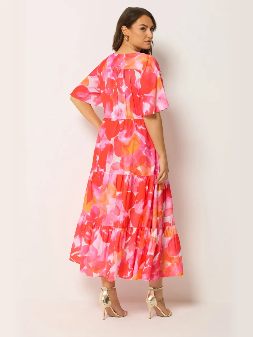 Yours Roze Gelaagde Jurk Met Bloemenprint, foto 3