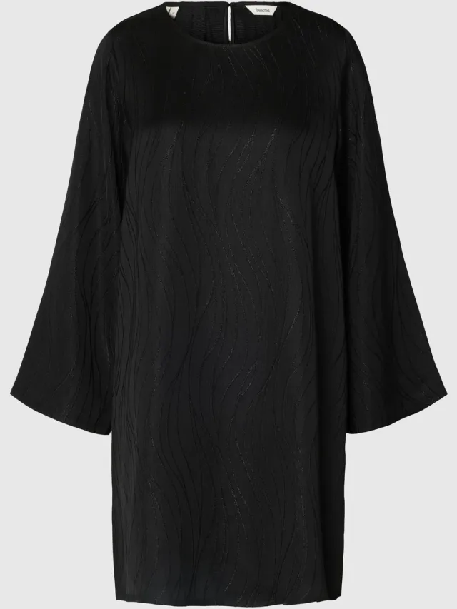 Selected midi-jurk Gekreukt Black1