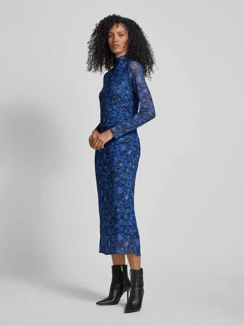 Milano Italy Maxi-jurk met opstaande kraag blauw, foto 2