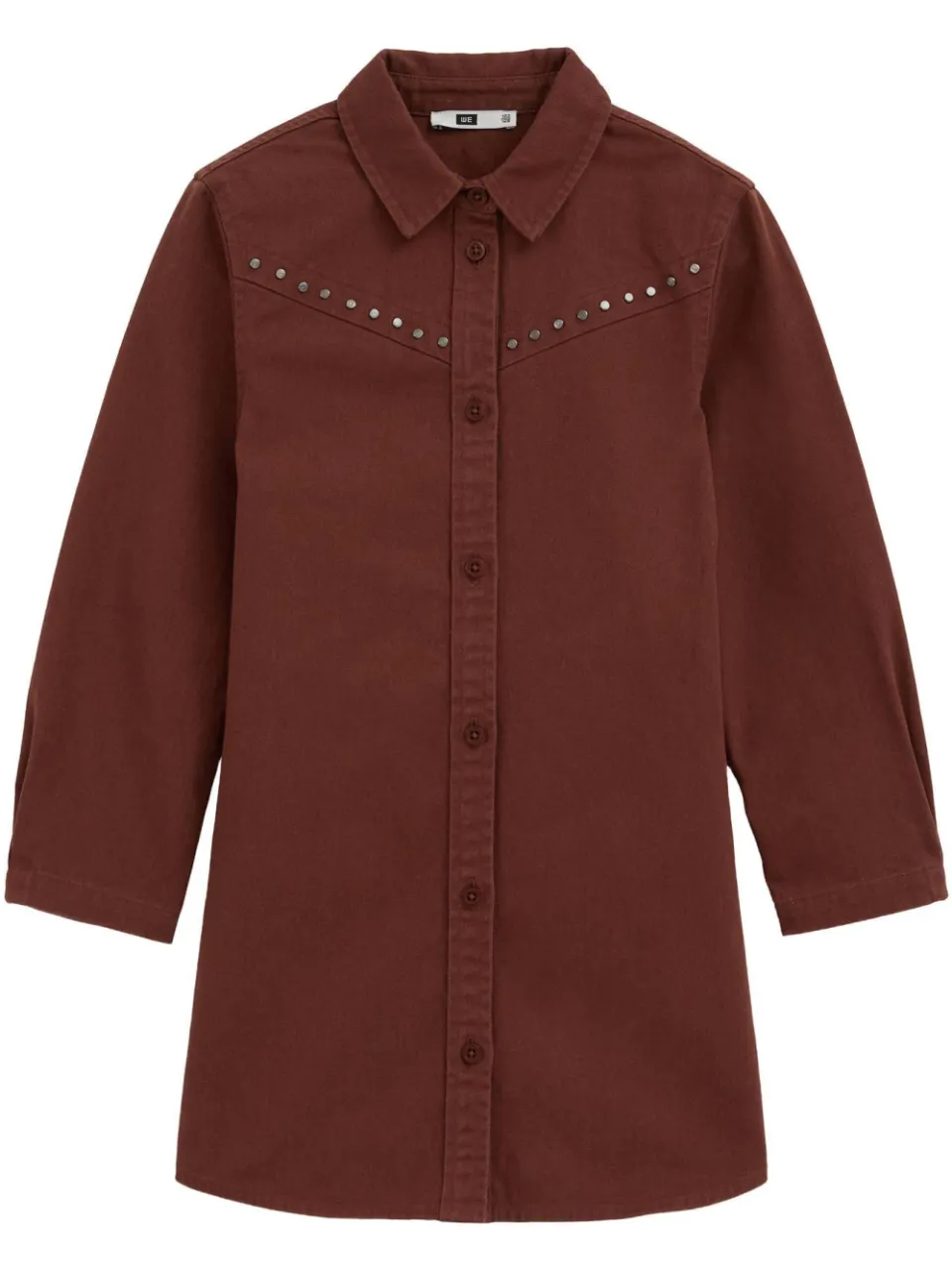 WE Fashion denim blousejurk met studs roodbruin, foto 2