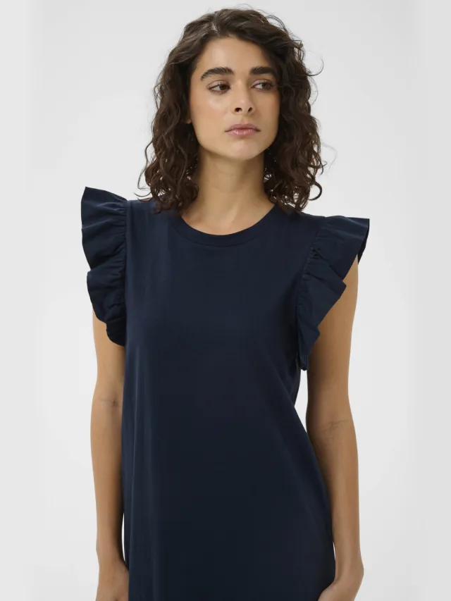 Kaffe maxi jurk donkerblauw