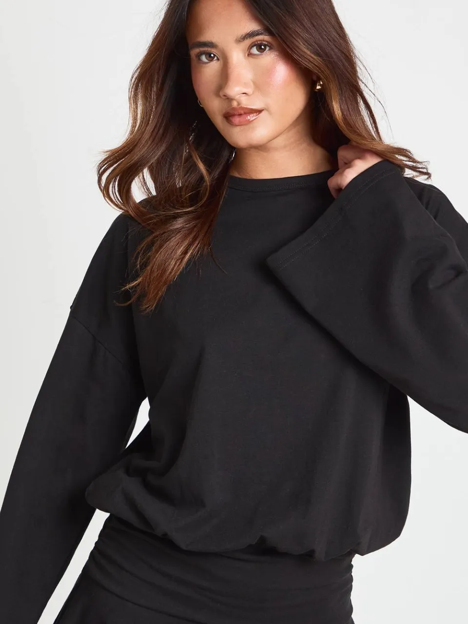 boohoo Dames Skater T-shirtjurk Met Lange Mouwen En Getailleerde Taille zwart, foto 4