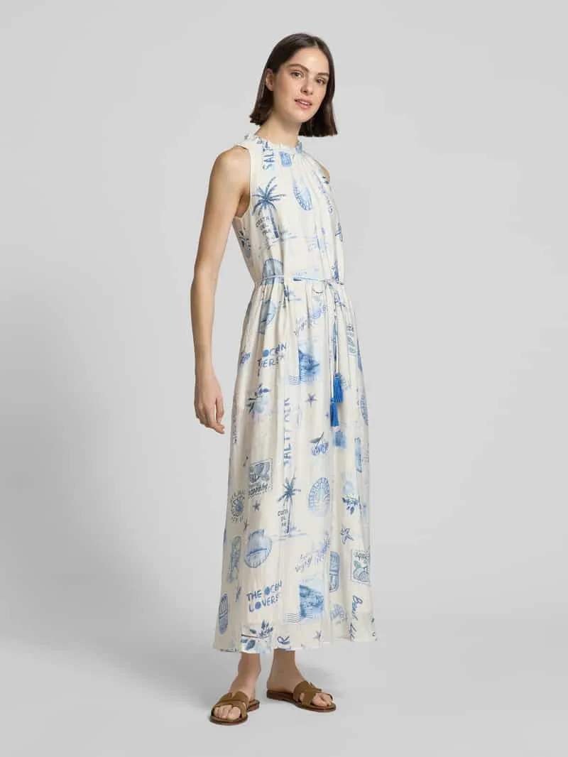 Oui maxi-jurk met strikceintuur en druppelvormige hals wit, foto 3
