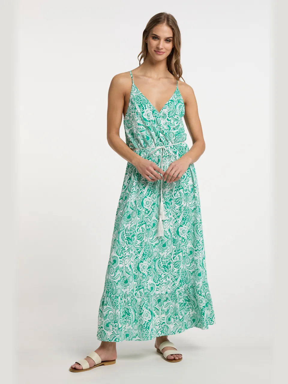 IZIA Jurk Dames Groen Wit Mint