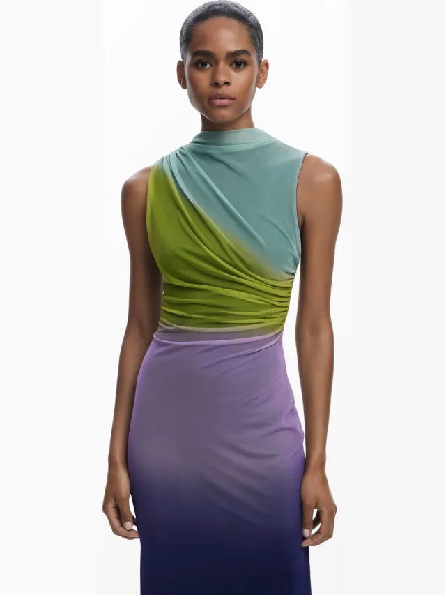 Desigual mesh maxi jurk multi SHADOW PURPLE(3086)