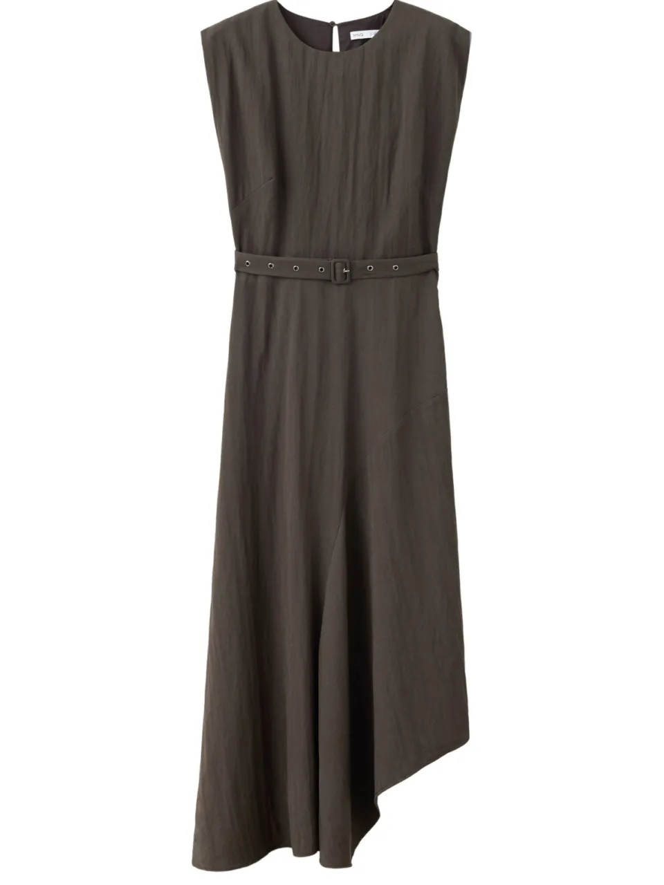 Mango midi jurk met ceintuur - bruin, foto 2