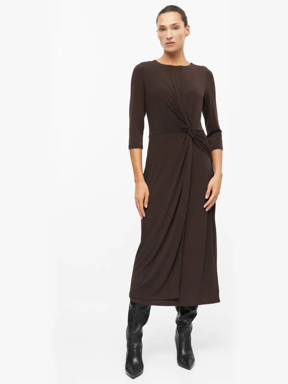 s.Oliver BLACK LABEL midi kokerjurk donkerbruin