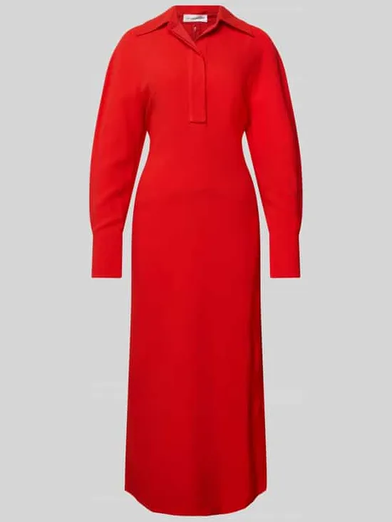 Victoria Beckham Midi-jurk met resortkraag rood, foto 2
