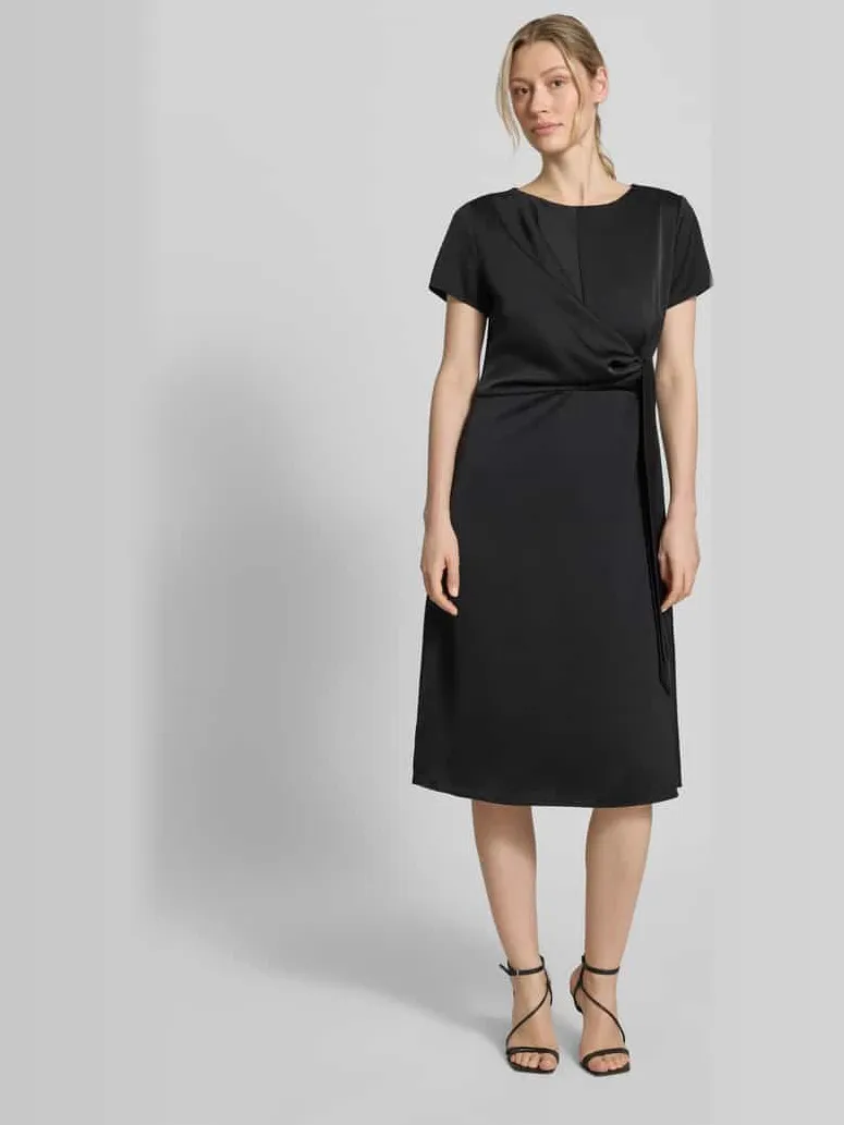 Rinascimento Knie-lange cocktailjurk met knoopdetail en ritssluiting Zwart