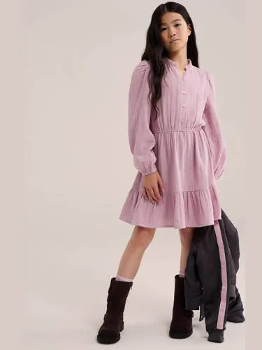 WE Fashion midi jurk met plooien roze, foto 3