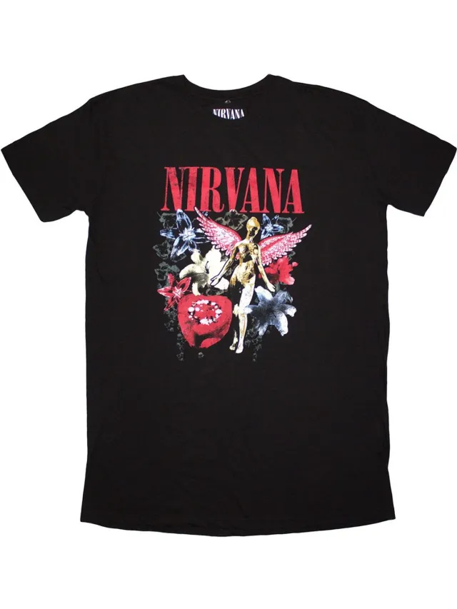 Nirvana In Utero Vintage Collage T-shirtjurk - S - Zwart