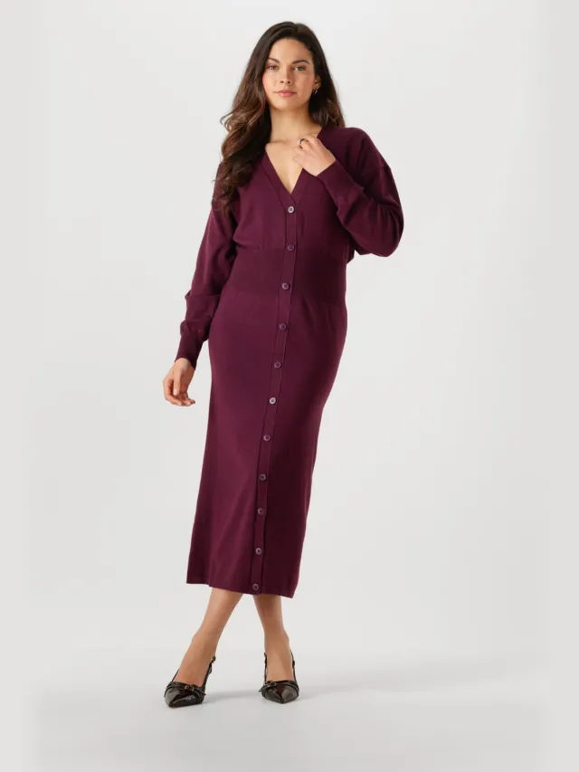Ydence Dames Jurken Knitted Dress Claudia - Bordeaux