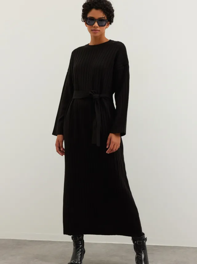 Trendyol Modest Dames Zwart Effen Maxi Lang Casual A-lijn Modest Jurken