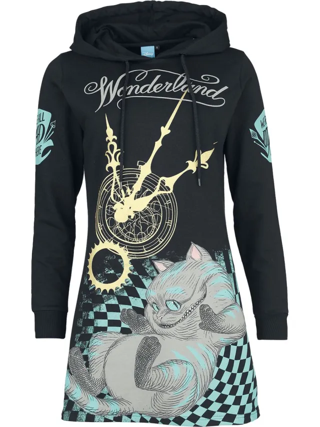 Alice In Wonderland Mad Cat Dames Midi-jurk - zwart