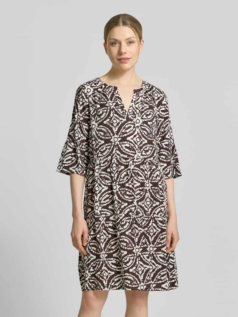 Christian Berg Woman Selection regular fit mini-jurk van 100% viscose met tegelprint Donkerbruin