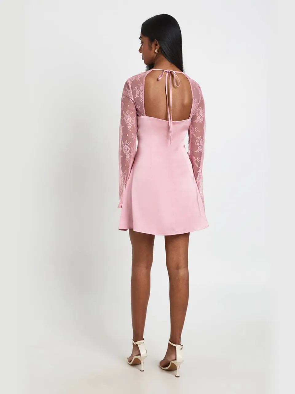 boohoo Dames Kanten Mini-jurk Met Wijde Mouwen roze, foto 3
