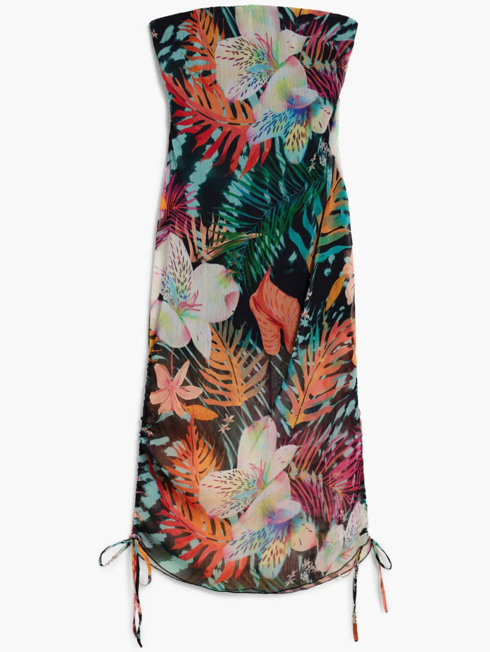 Desigual gebloemde zomerjurk strapless multi, foto 2