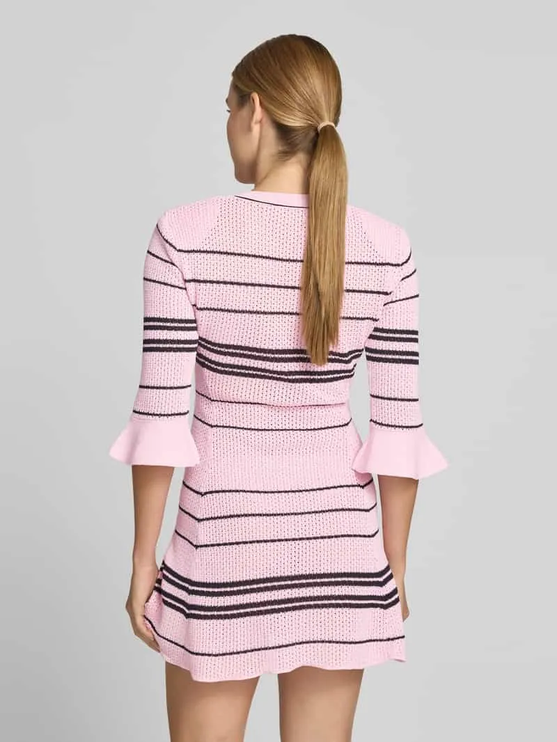 Self-Portrait Slim Fit mini-jurk met linnengehalte felroze, foto 3