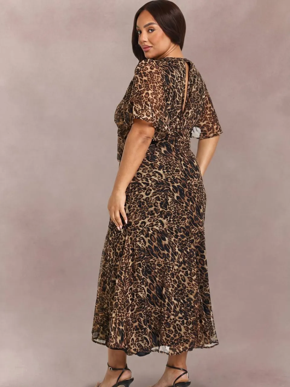 boohoo Dames Plus Size Luipaard Lange Mouw Skater Jurk luipaardprint, foto 2