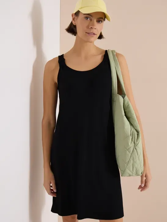 cecil Knielange jurk met knoopdetail Zwart
