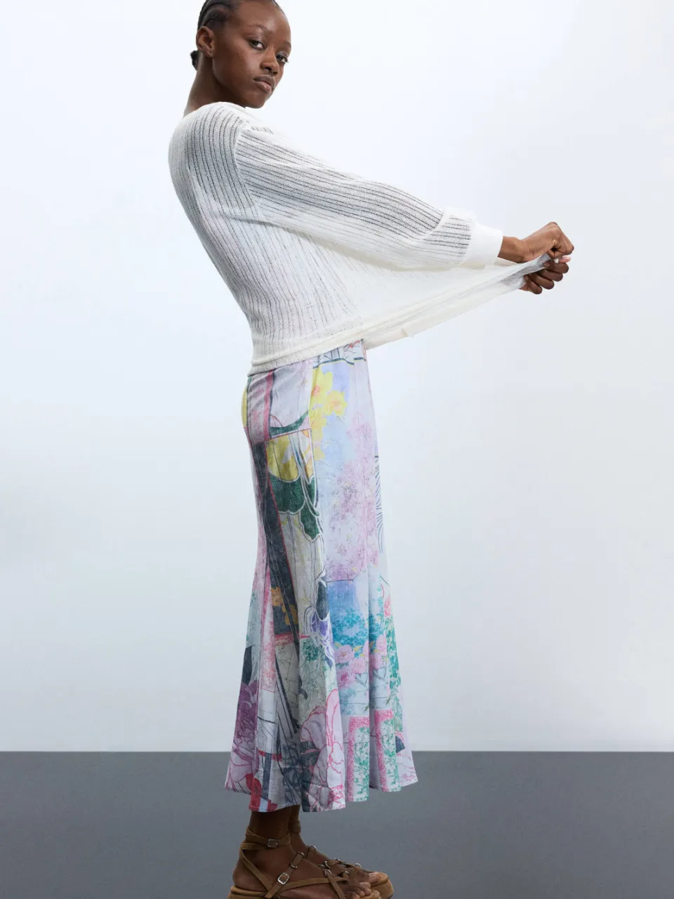 Desigual midi zomerjurk met print en linnen - meerkleurig, foto 4