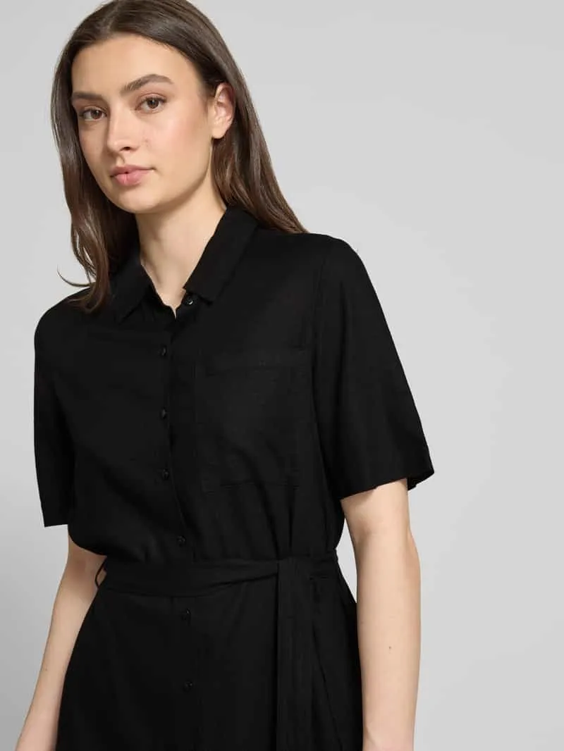 Pieces Losjes vallende vrijetijdsjurk van viscose-linnenmix model 'PIA' zwart, foto 4