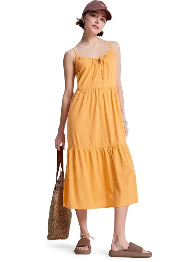 Roxy Down The Line Lange Jurk Zonder Mouwen Oranje S Vrouw Papaya